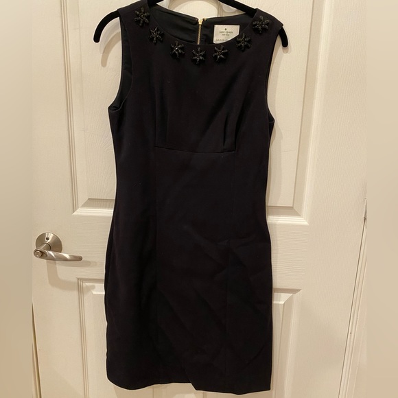 KATE SPADE Jeweled Beaded Neckline Floral Black Dress size 6 - Picture 2 of 12